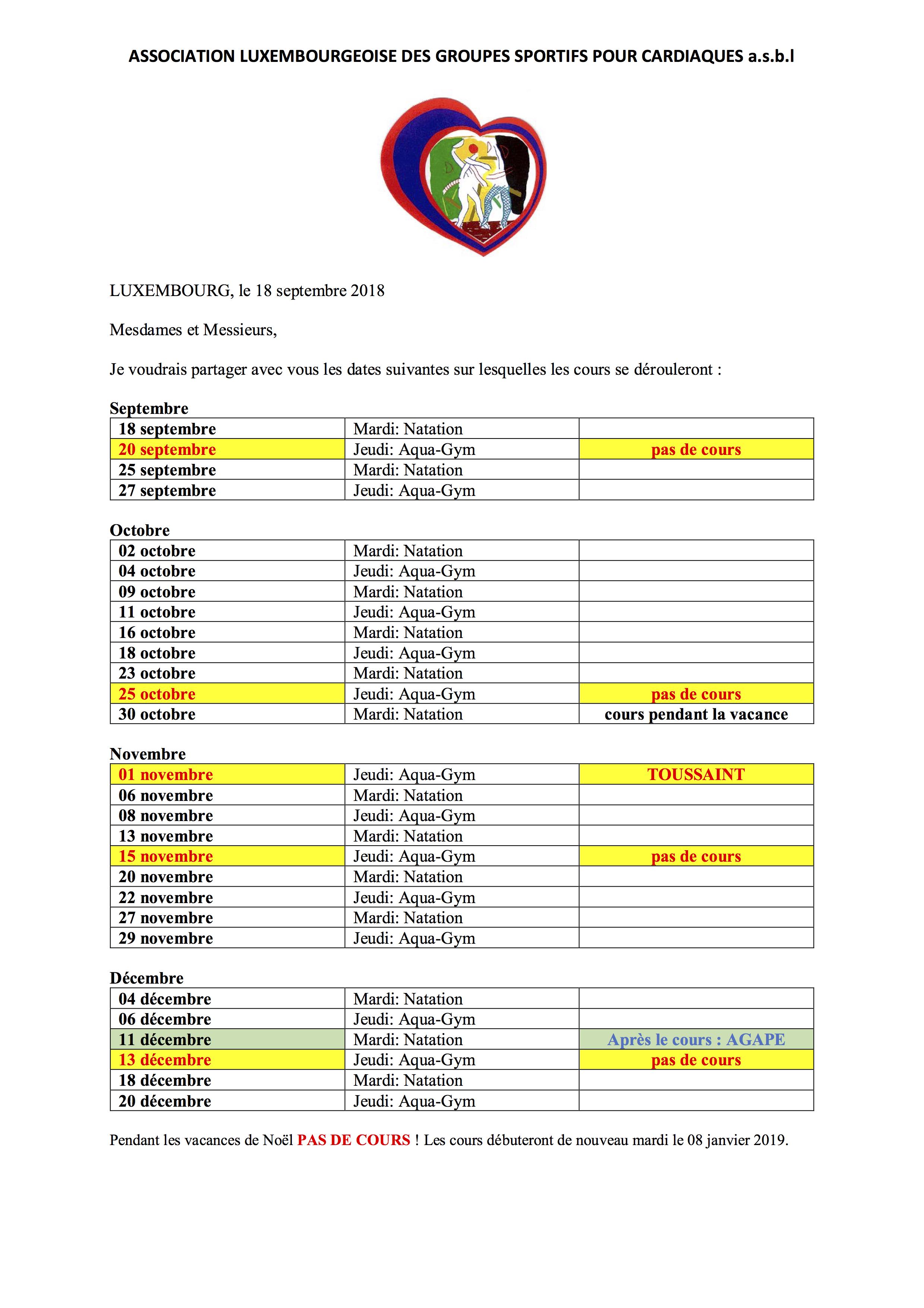 dates+natation+et+aqua-gym+4ième+Trimestre